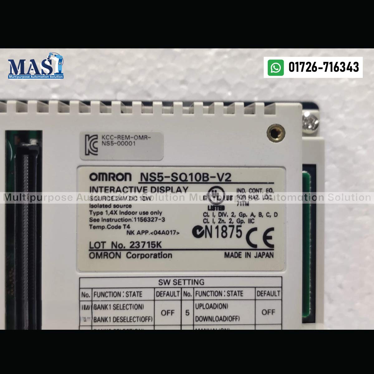 OMRON HMI NS5-SQ10B-V2 - MAS